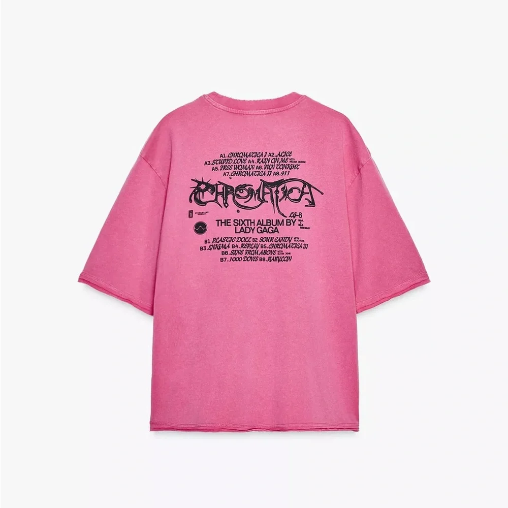 ZARA Lady Gaga Washed Effect T-Shirt - Picture 2 of 9